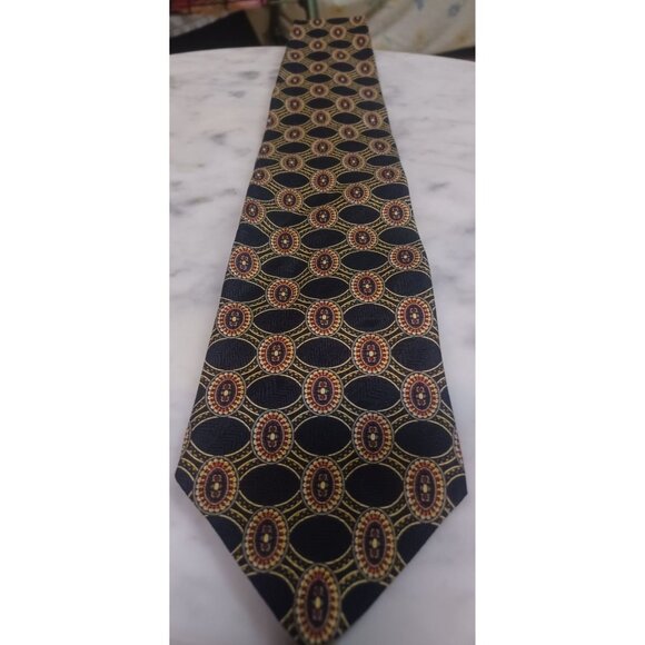 Evan Picone Men's Silk Tie Black Gold Red - Picture 1 of 3